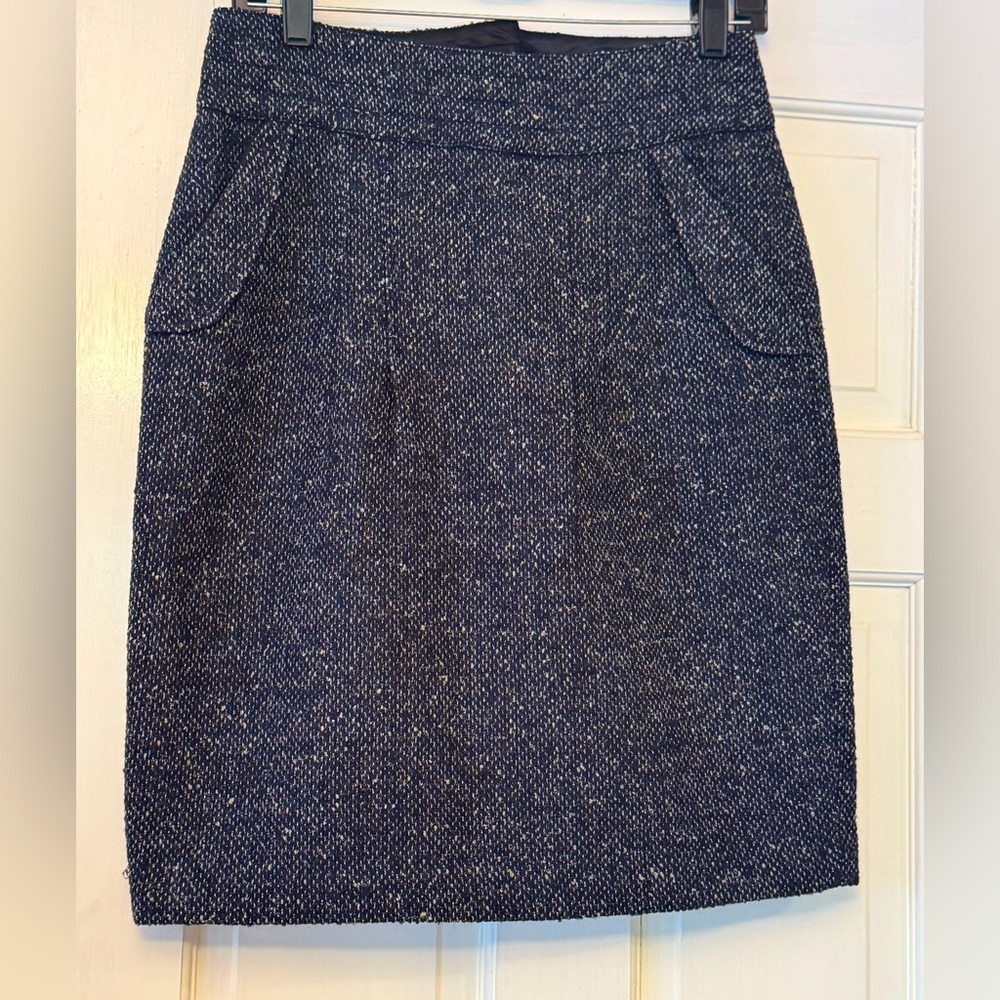 CAbi Dark Blue Textured Pencil‎ Skirt